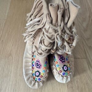 Betsey Johnson Fringes Beaded Moccasins